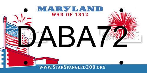 DABA72 Maryland License Plate