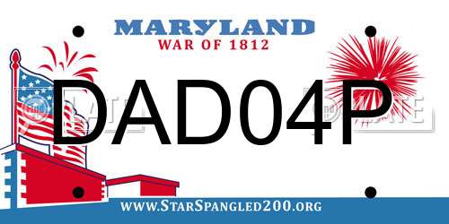 DAD04P Maryland License Plate