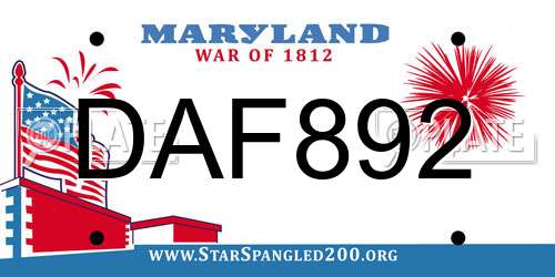 DAF892 Maryland License Plate