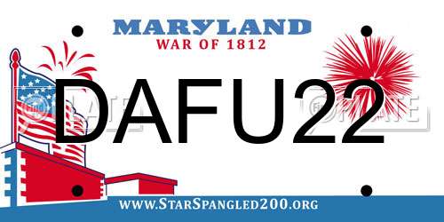 DAFU22 Maryland License Plate