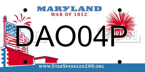 DAO04P Maryland License Plate