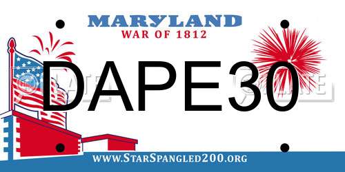 DAPE30 Maryland License Plate