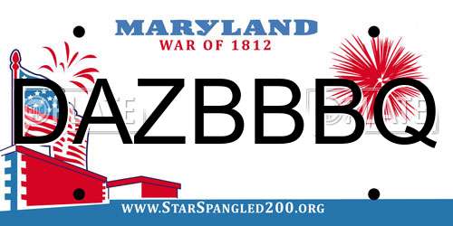DAZBBBQ Maryland License Plate