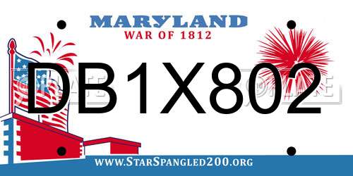 DB1X802 Maryland License Plate