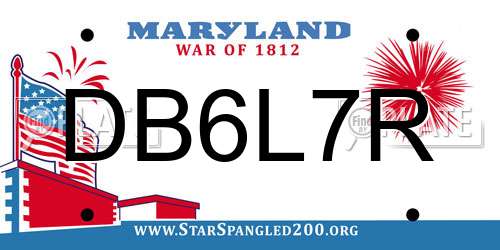 DB6L7R Maryland License Plate