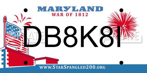 DB8K8I Maryland License Plate