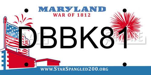 DBBK81 Maryland License Plate
