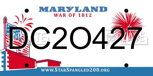 DC2O427 Maryland License Plate