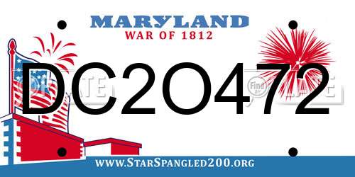 DC2O472 Maryland License Plate