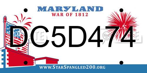 DC5D474 Maryland License Plate