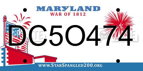 DC5O474 Maryland License Plate