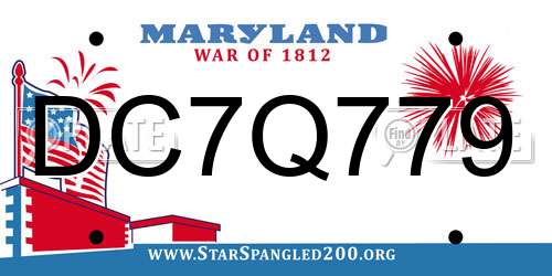 DC7Q779 Maryland License Plate