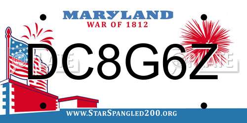 DC8G6Z Maryland License Plate