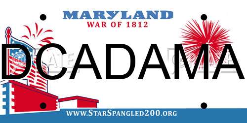DCADAMA Maryland License Plate