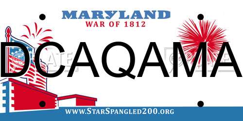 DCAQAMA Maryland License Plate