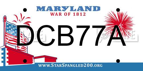 DCB77A Maryland License Plate