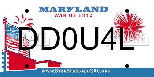 DD0U4L Maryland License Plate