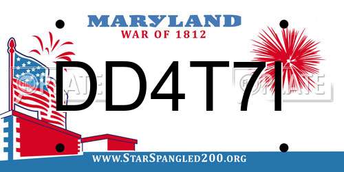 DD4T7I Maryland License Plate