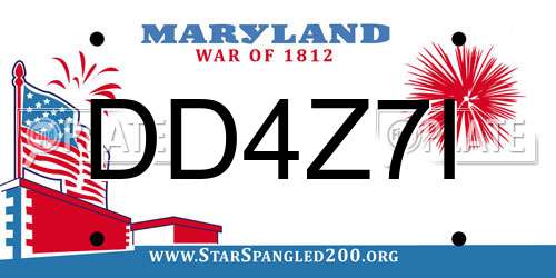DD4Z7I Maryland License Plate