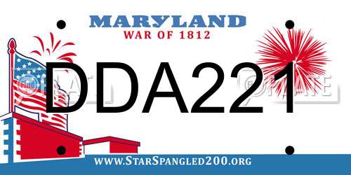 DDA221 Maryland License Plate