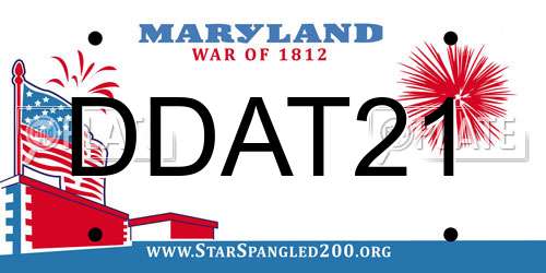 DDAT21 Maryland License Plate