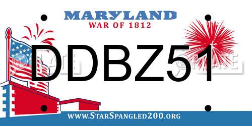 DDBZ51 Maryland License Plate