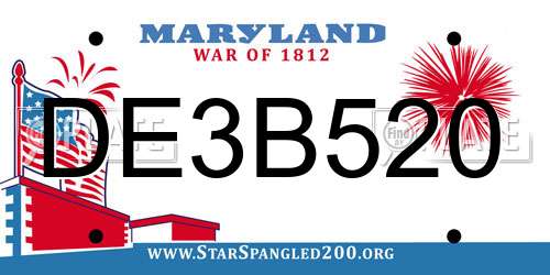 DE3B520 Maryland License Plate