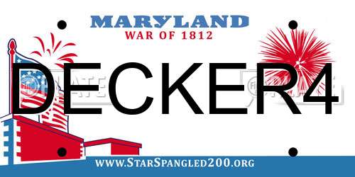 DECKER4 Maryland License Plate