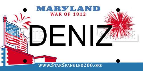 DENIZ Maryland License Plate