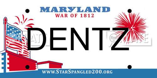 DENTZ Maryland License Plate