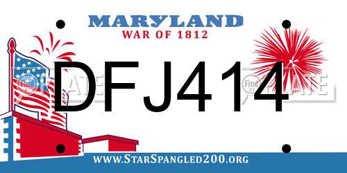DFJ414 Maryland License Plate