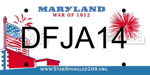 DFJA14 Maryland License Plate