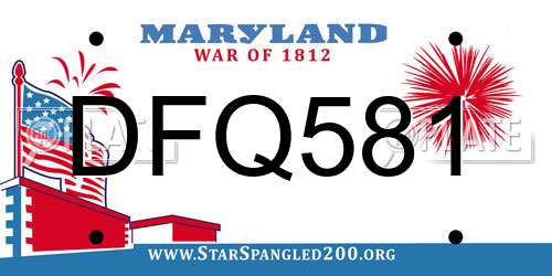 DFQ581 Maryland License Plate