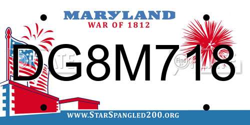 DG8M718 Maryland License Plate
