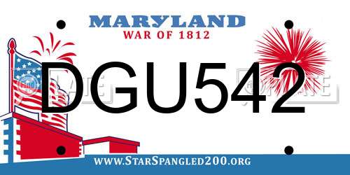 DGU542 Maryland License Plate