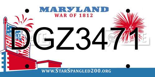 DGZ3471 Maryland License Plate