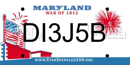 DI3J5B Maryland License Plate