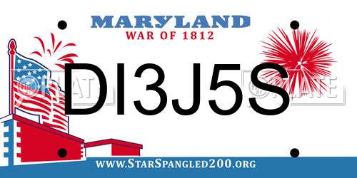 DI3J5S Maryland License Plate