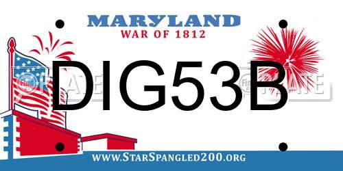 DIG53B Maryland License Plate