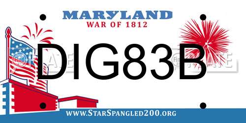 DIG83B Maryland License Plate