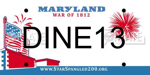 DINE13 Maryland License Plate