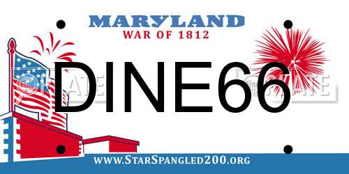 DINE66 Maryland License Plate