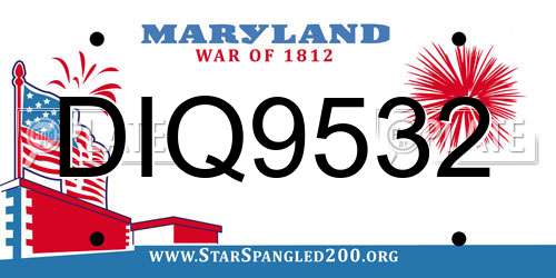 DIQ9532 Maryland License Plate