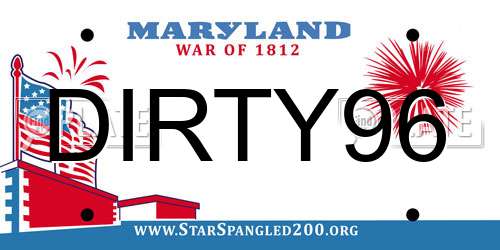 DIRTY96 Maryland License Plate