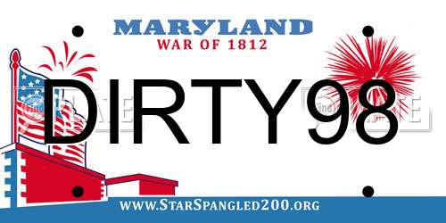DIRTY98 Maryland License Plate