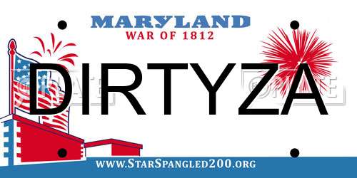 DIRTYZA Maryland License Plate