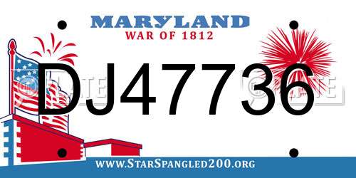 DJ47736 Maryland License Plate