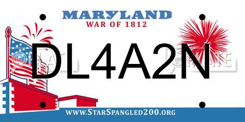 DL4A2N Maryland License Plate
