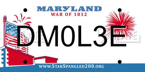 DM0L3E Maryland License Plate