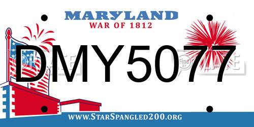 DMY5077 Maryland License Plate